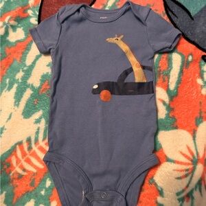 Carter's Blue Bodysuit with Giraffe and Car Design